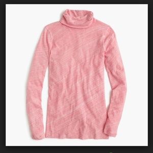 J. Crew Tissue Turtleneck T-Shirt Marled Pink XXS